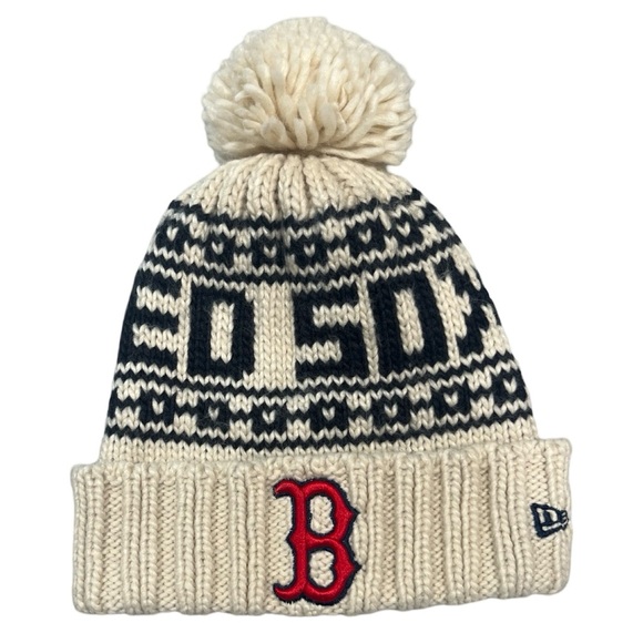 Red Sox New Era Cream and Black Knit Beanie - Picture 1 of 4